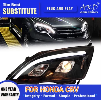 AKD Head Lamp for Honda CR-V LED Headlight 2007-2011 Headlights CRV DRL Turn Signal High Beam Angel Eye Projector Lens