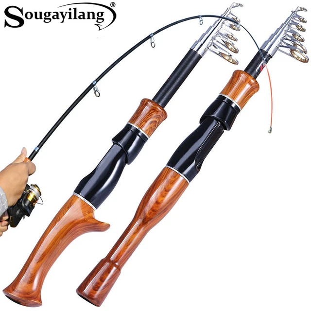 Sougayilang Telescopic Fishing Rod 1.6M Cork Handle Spinning/Casting  Fishing Role Carbon Fiber Protable Travel Fishing Rod Pesca - AliExpress