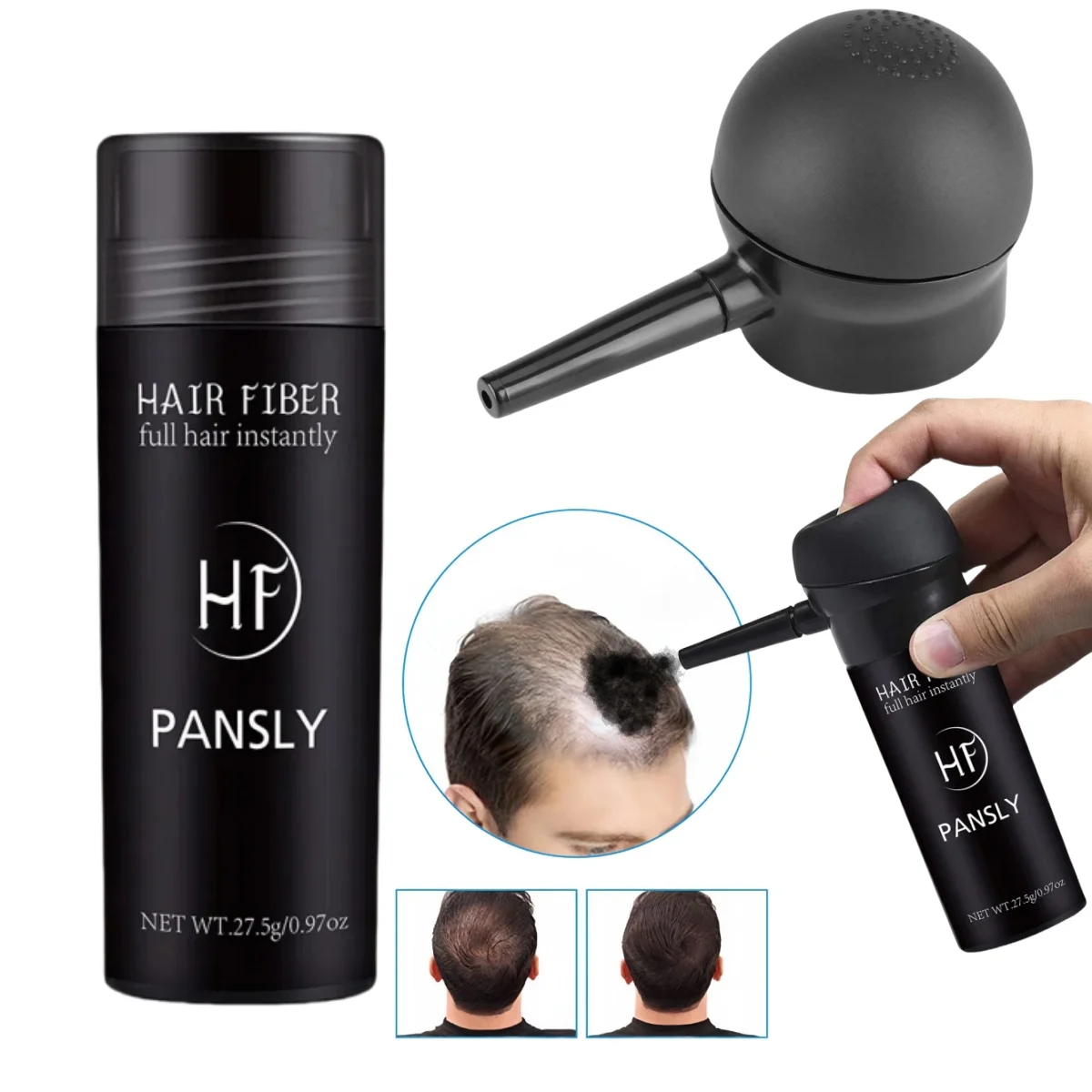 Hair Building Fibers Hair Building Powder Fill In Fine Thinning Hair Instantly Thicker Fuller Looking Fiber Applicator Pump for Men or Women