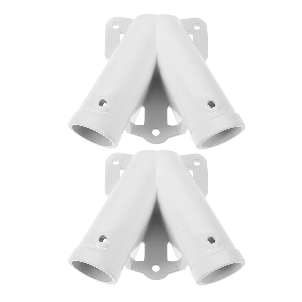 

2 Sets Wall-mounted Flagpole Base Bracket Aluminum Alloy V-shaped Flagpoles Holder