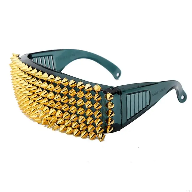 Y88a Punk Vollstachelte Sonnenbrille Sonnenschutz Brillen Populäre HipHop Sonnenbrille für Musikfestival jeden Tag – Detail 10