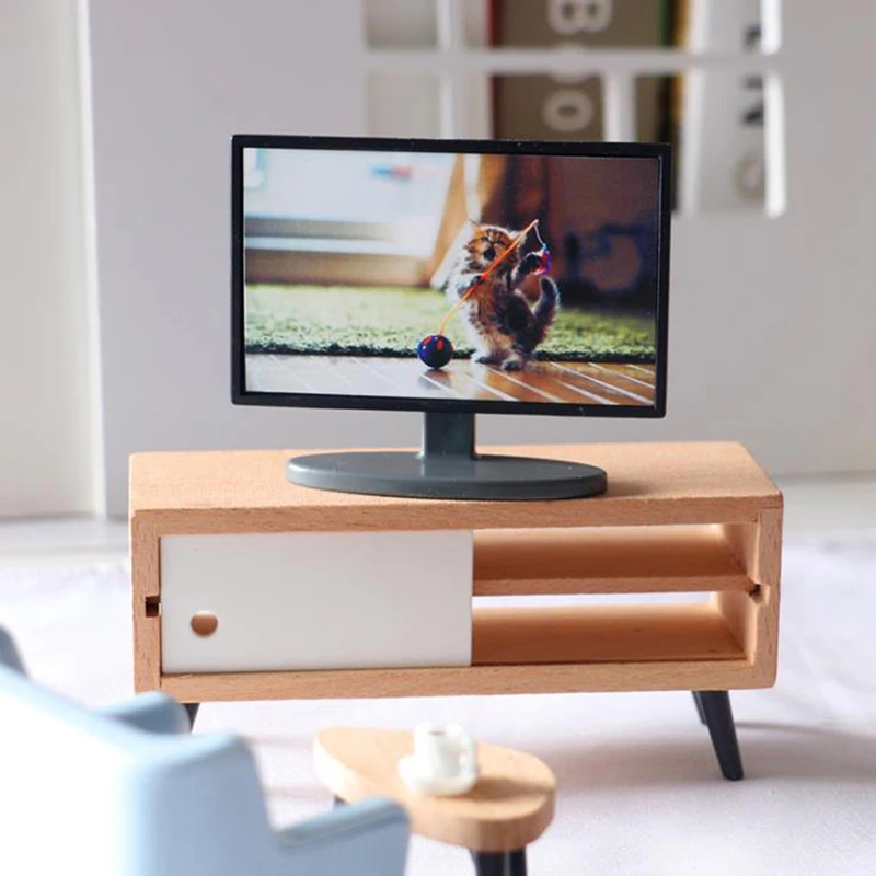 Simulation Miniature Furniture Dollhouse Living Room Decoration Television Miniature Living Room TV Kid Gift 4