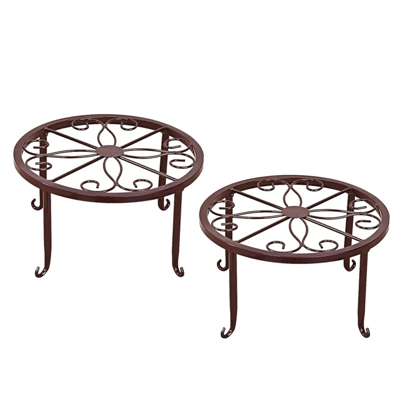 

2PCS Metal Potted Plant Stand Flower Pot Round Rustproof Iron Planter Holder Rack Heavy Duty Wrought Iron Flower Pot Easy To Use