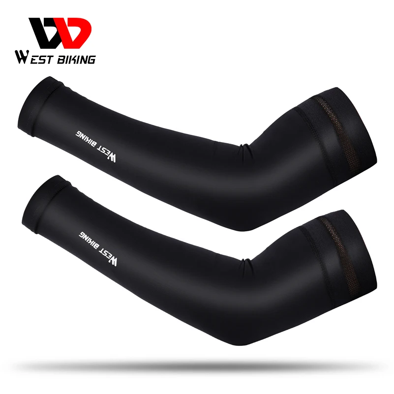 West Fietsen Ice Zijde Sport Arm Mouwen Fietsen Arm Sleeves Cover Zon Uv-bescherming Outdoor Running Fitness Zomer Arm Mouwen