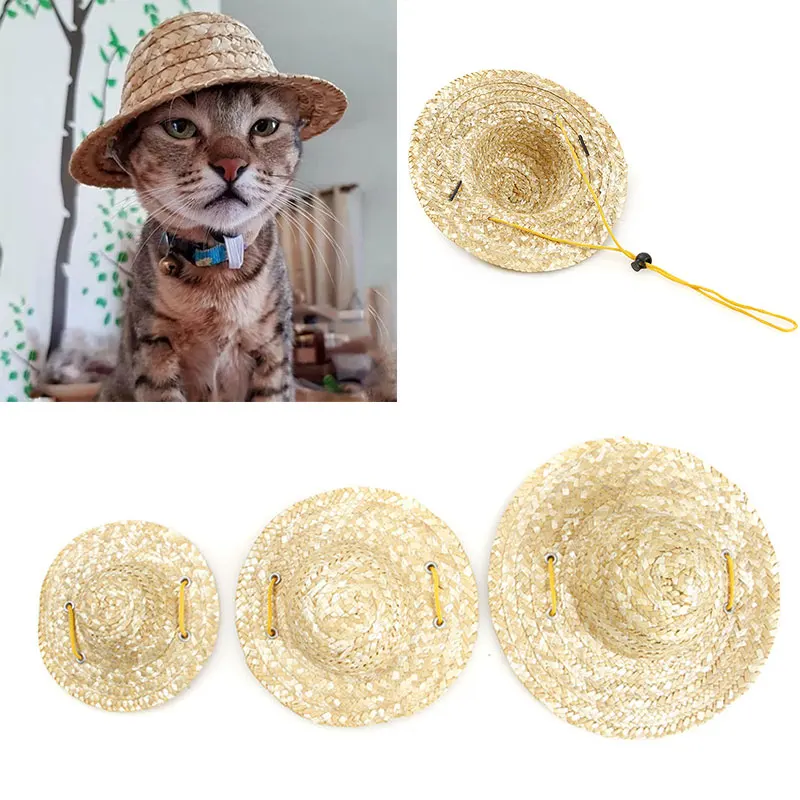 

Cat Cap Dog Cap Pet Hat Straw Hat Pet Supplies Fashion Cosplay Farmer Hat Sunbonnet Doggy Hoodie Headgear Accessories Sun Hat