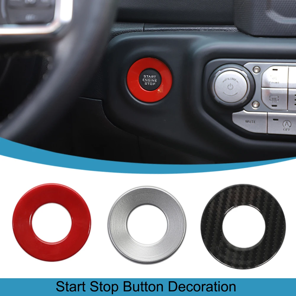 

Car Start Stop Button Knob Decoration Ring for Jeep Wrangler JL Gladiator JT 2018 2019 2020 2021 2022 2023 Interior Accessories