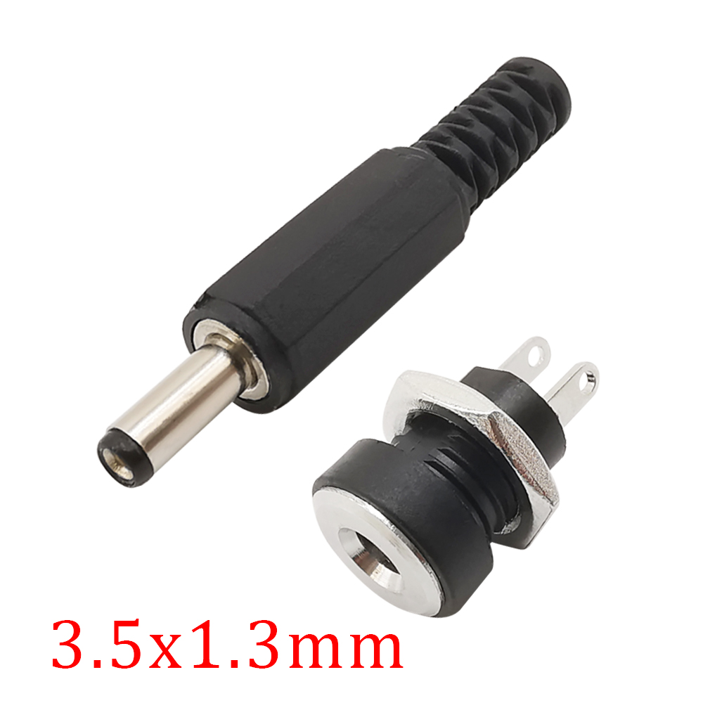 5Pcs 3.5x1.3mm DC022B DC Power Female Jack PCB Panel Mount Connector + 5Pcs 3.5x1.3mm DC Male Plugs Adapter DIY Electronic