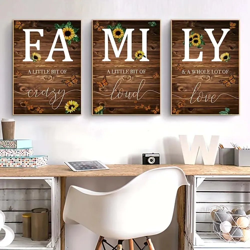 Wall Art Print 3PCS 15.7x23.6in/40x60cm Frameless Simple Black White FAMILY Poster Modern Canvas Painting Living Ro wall art print