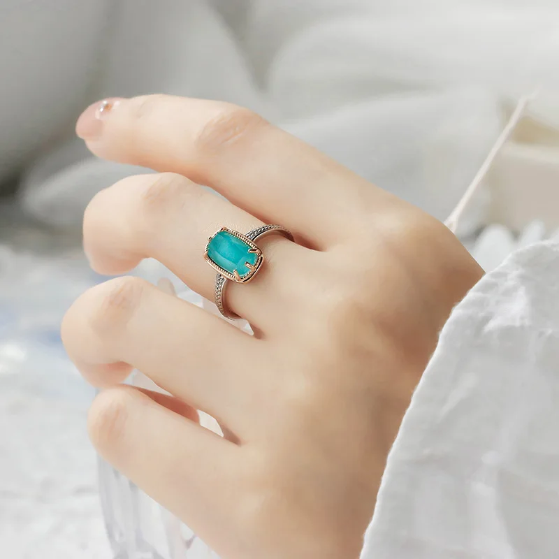 LAMOON Vintage French Style Bijou Gemstone Ring For Women Natural - Main Image
