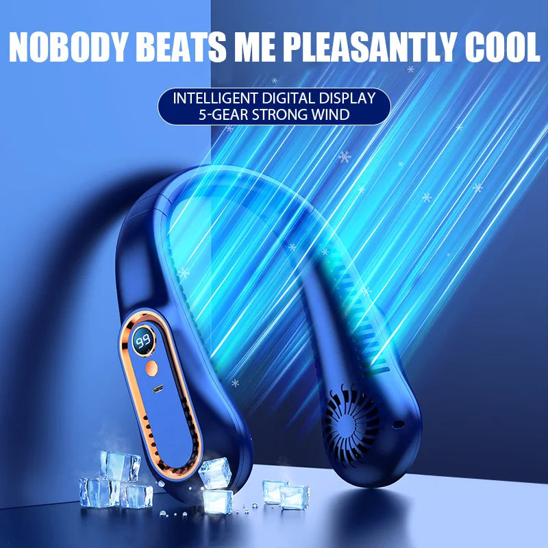 Hanging Neck Fan Digital Display Power Ventilador Bladeless Neckband Fan Portable Mini Air Cooler USB Rechargeable Electric Fans 2