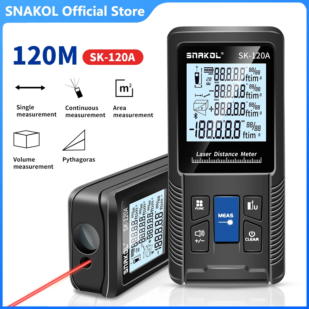 SNAKOL Laser Distance Meter Measure Device 40m 50m 70m 100m 120m, laser rangefinder tape range finder digital ruler test tool