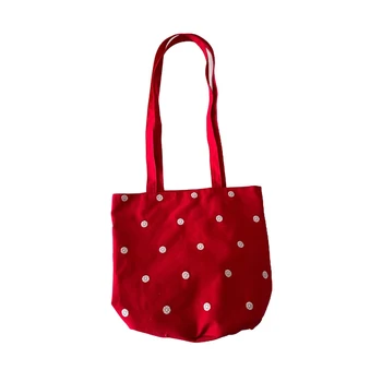 Borsa a Tracolla in Tela con Pois Stile Bohémien, Borsa Vintage Casual da Donna, Versatile per Uso Quotidiano, Borsa Hobo Retrò per Viaggi, Spiaggia e Shopping