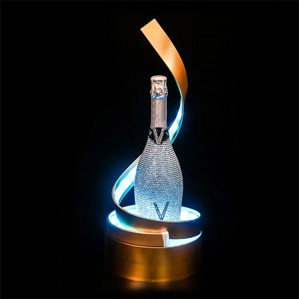 Spiral Shape LED Champagne Wine Bottle Presenter Champagne Bottles Glorifier VIP Wine Racks Display for Wedding Party Nightclub