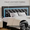 Full Size Bed Frame w LED Lights, Upholstered Bed Frame with 4 Storage Drawers,Platform Bed with Diamond Headboard and Footboard 4