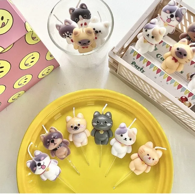 Bougies d'anniversaire pour chat et chien, 3 pièces, décoration de gâteau pour enfants, chiot, bougies d'anniversaire pour animaux de compagnie, fournitures de pâtisserie pour fête 1