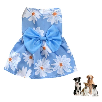 Dog Bowknot Floral Dress Pet Princess Dress Dog Sundress Dog Princess Dress Cute Summer Cat Clothing For Chihuahua Yorkie 1