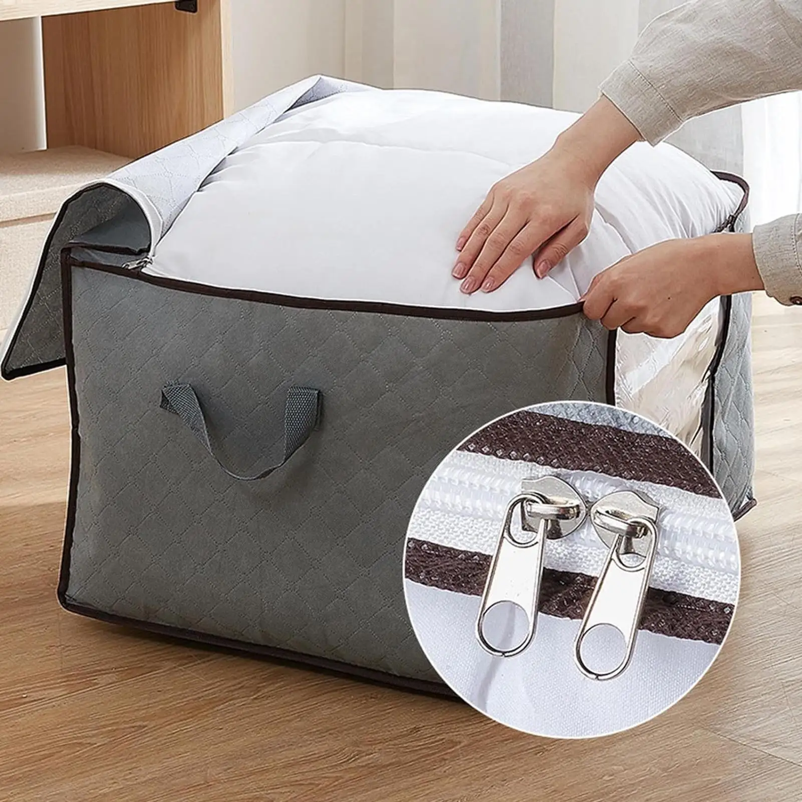 Blanket Storage Bag Comforter Blanket Storage Bags with Clear Window Sturdy Handles Zippered Storage Bags Extra Large Storage
