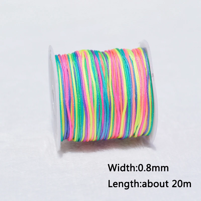 Vibrant Nylon Jewelry Thread Cord for DIY Creations - Assorted Colors, High Quality, 0.8mm Thickness 20m Length