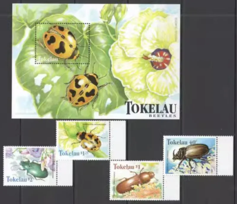 

4 PCS+1, Tokelau, 1998, Insects Stamps, Real Original Stamps for Collection, MNH