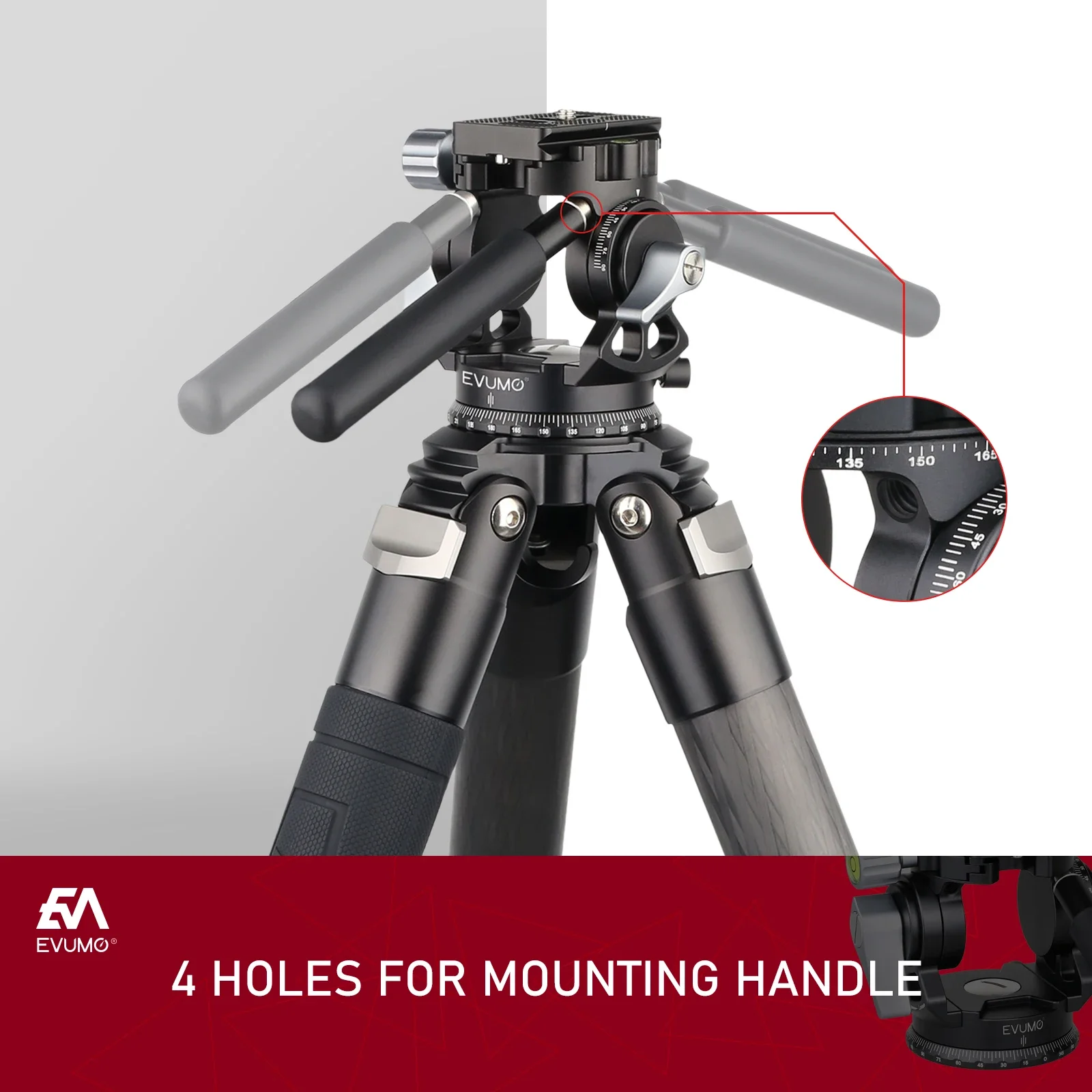 Video Tripod Head EVUMO Hollow Video Hydraulic Head -80&deg;+90&deg; 360 Panoramic Vlog Universal Ballhead for Tripod Monopod