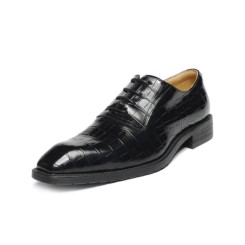 

3CM Plus Size 45 Leather Formal Shoes Croc Qualiy Latin Dance Wedding Office Luxury Desinger Oxford Men Dress Shoes For Men 2022