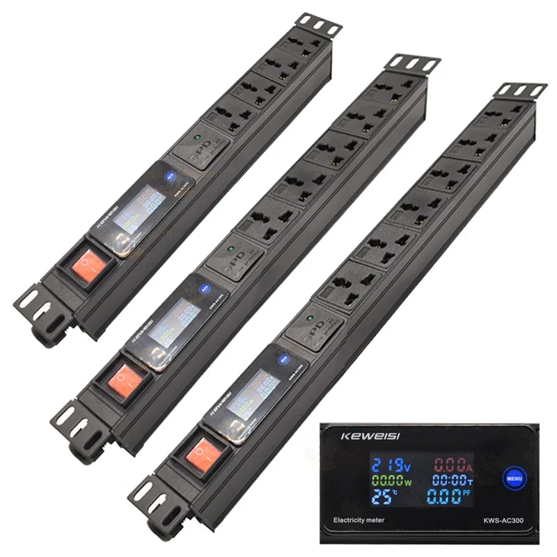 

Smart Power Strip Digital voltage measuring instrument 2-8 Outlets Socket surge protector For Network Cabinet Rack Power Strip