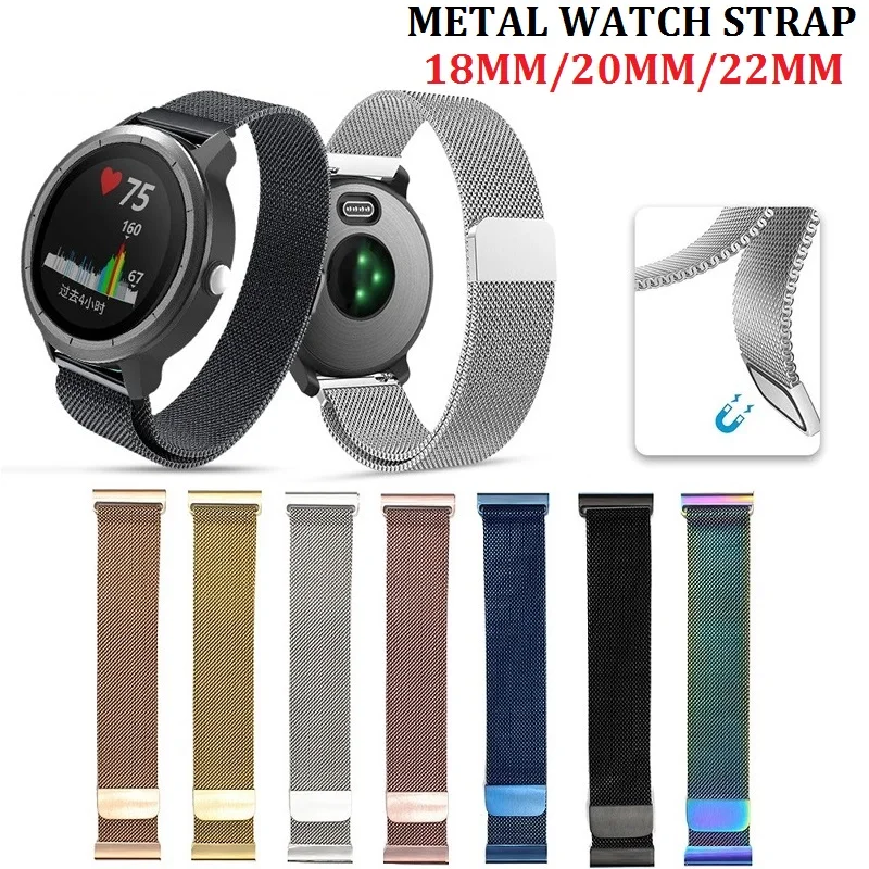 

10PCS 18mm 20mm 22mm Stainless Steel Strap for Garmin Fossil Amazfit Huawei Xiaomi Haylou Smartwatch Bracelet Metal Watch Band