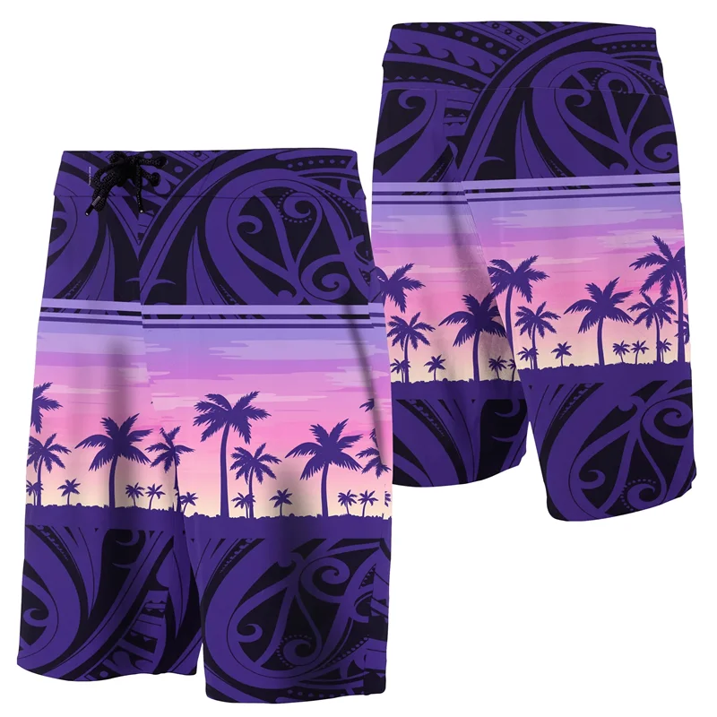 New Floral Shorts Palm Trees Leaves Seamless Board Shorts Men Hawaii Beach Shorts Swim Trunks Women Vacation Short Pants 4