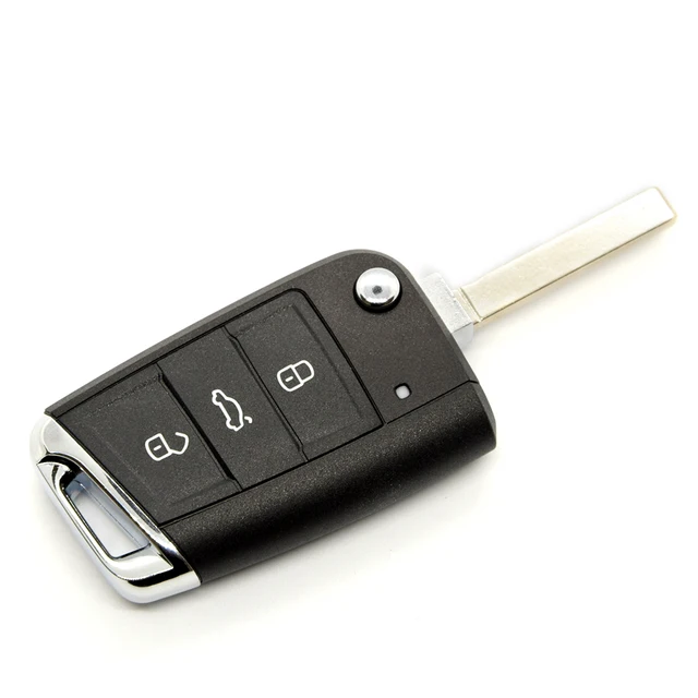 ที่ดีที่สุด KEY3 ปุ่มดัดแปลงพับรีโมทกุญแจรถ Keyless สําหรับ Volkswagen VW Golf 7 GTI MK7 Skoda Octavia A7 ที่นั่ง 4