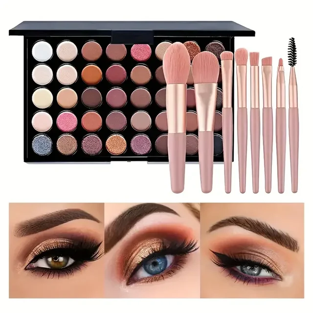 40 Color Matte and Glitter Eyeshadow Palette with Brushes – High Pigmentation Eye Makeup