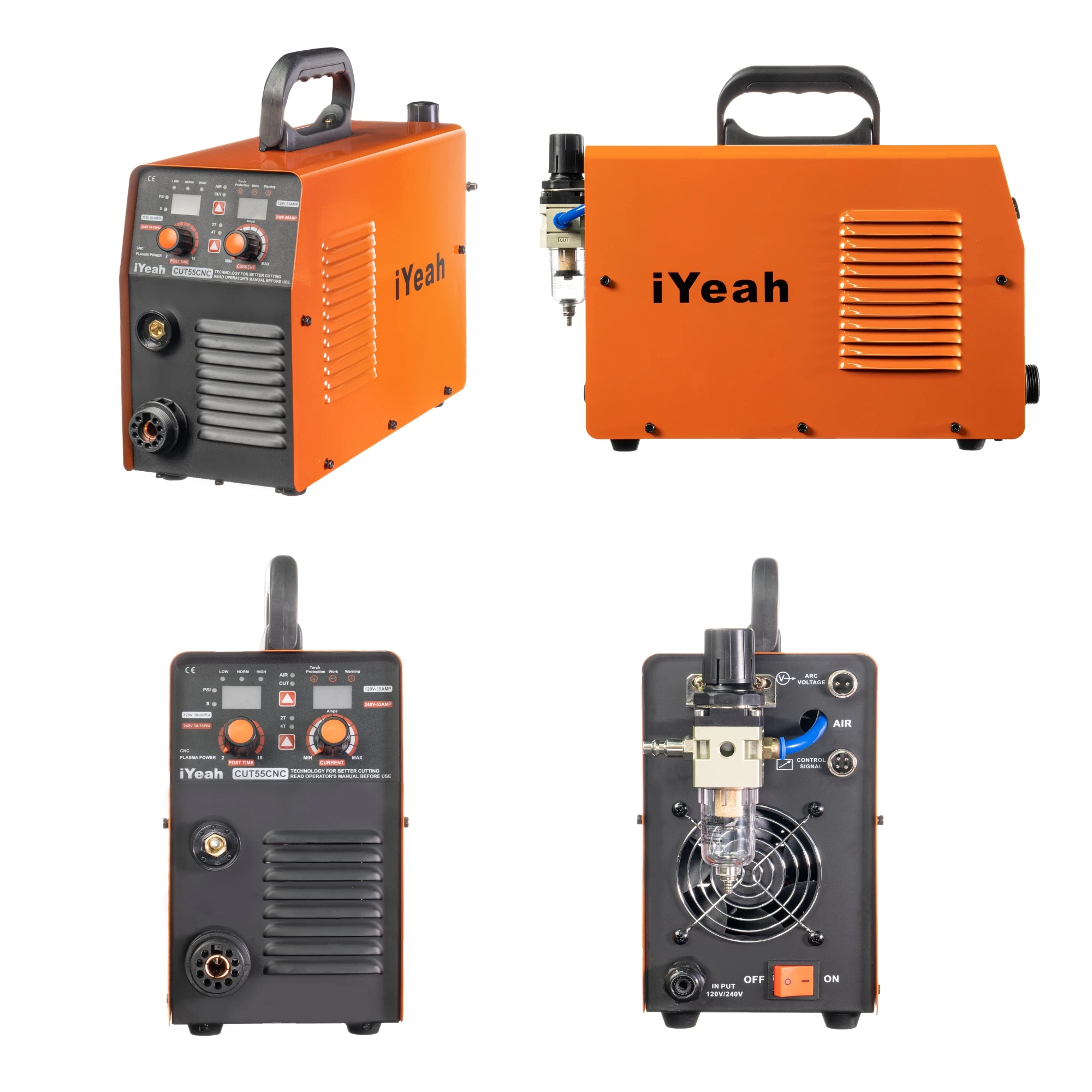 CNC Non-HF Pilot Arc CUT55 CNC iYeah Plasma Cutter 110V/220V 55A Machine With PT60/PTM60 Straight Torch Easy Cutting 25mm 6