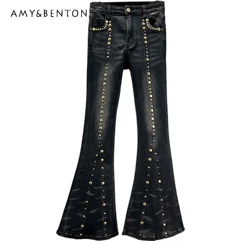denim-boot-cut-pants-women's-y2k-clothes-fashionable-2023-new-autumn-elastic-slimming-rivet-mop-denim-trouser-high-waisted-jeans