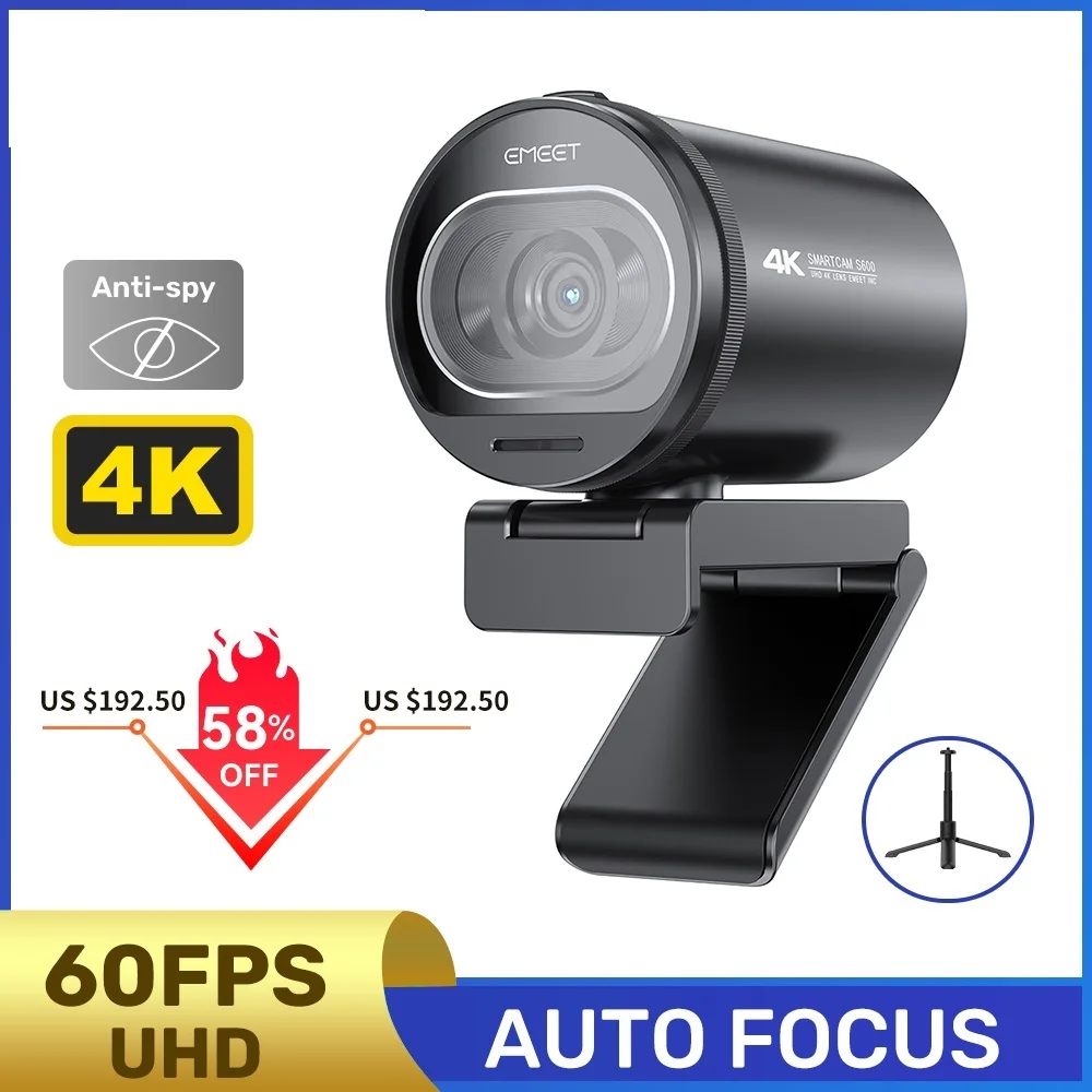 

Новая веб-камера 4K 1080P 60FPS с автофокусом потоковая веб-камера EMEET S600 Жилая фотокамера с микрофоном и крышкой конфиденциальности для