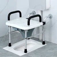 Portable Toilet Seat with Armrests - Anti-Splash, Foldable Aluminum Alloy, Easy Access Squat Stool for Pregnant Women 1