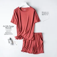 2026 Summer New Pajama Set Women's Modal Short Sleeve Shorts Two Piece Set Ladies Solid Loose Large T-shirt Homewear Women Shirt - Image 2