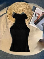 Débardeurs courts sexy Y2K, mode automne 2026, vêtements pour femmes, gilet uni polyvalent, style coréen, sans manches, dos nu, tricoté 4