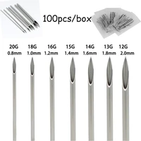 Blue Genie 10/100pcs Body Piercing Needles 14G 16G 18G Stainless Steel Disposable Ear Nose Navel Nipple Lip Piercing Needle 1