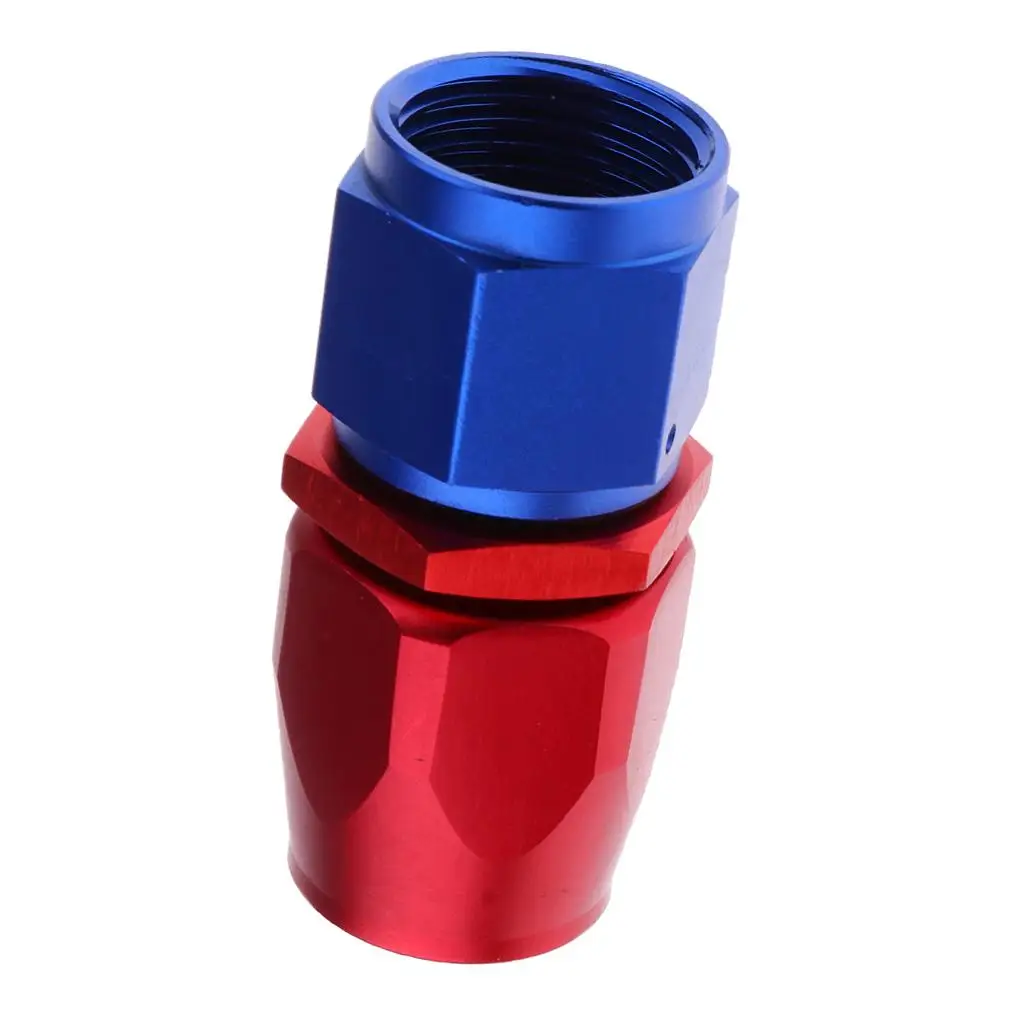 Aluminum Straight Swivel Fuel Oil Gas Line Hose End Fitting Adaptor Blue+Red