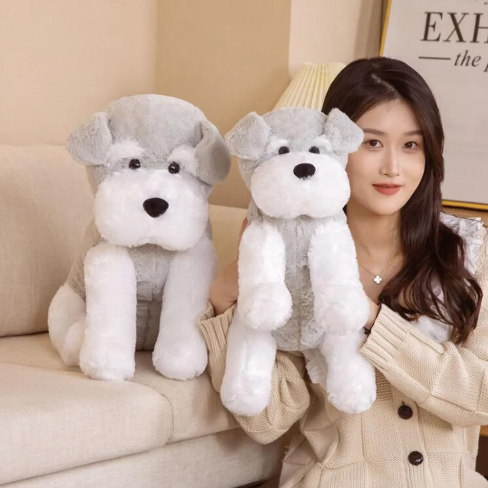 

Cartoon Simulation Lovely Sitting Schnauzer Dog Stuffed Children Plush Toy