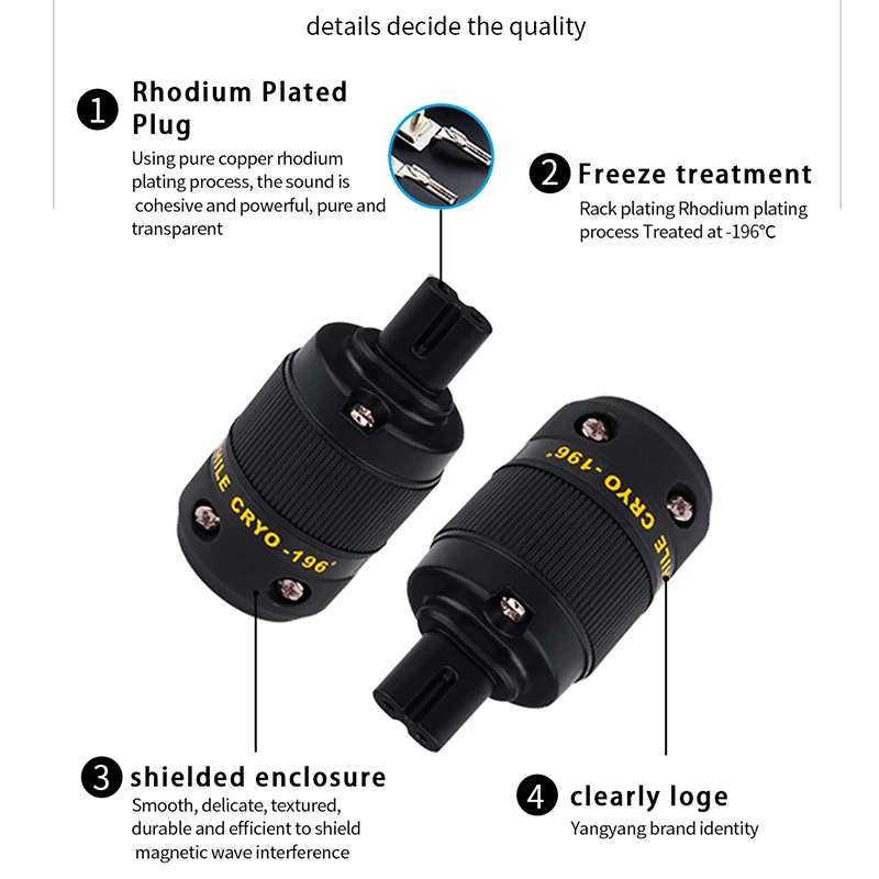 YYAUDIO YY-08G 24K Rhodium Plated Type 8 IEC Power Connector IEC Female Electrical Plug Socket Adapter Connector DIY Mains Cable