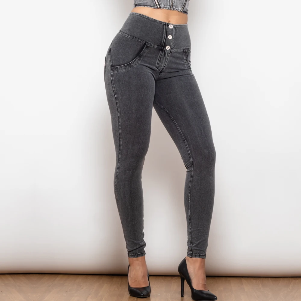 

Shascullfites Melody Button Up Jeans Grey High Waist Jeans Jeggings Shaping Jeans Bum Lift Jeans Yoga Pants