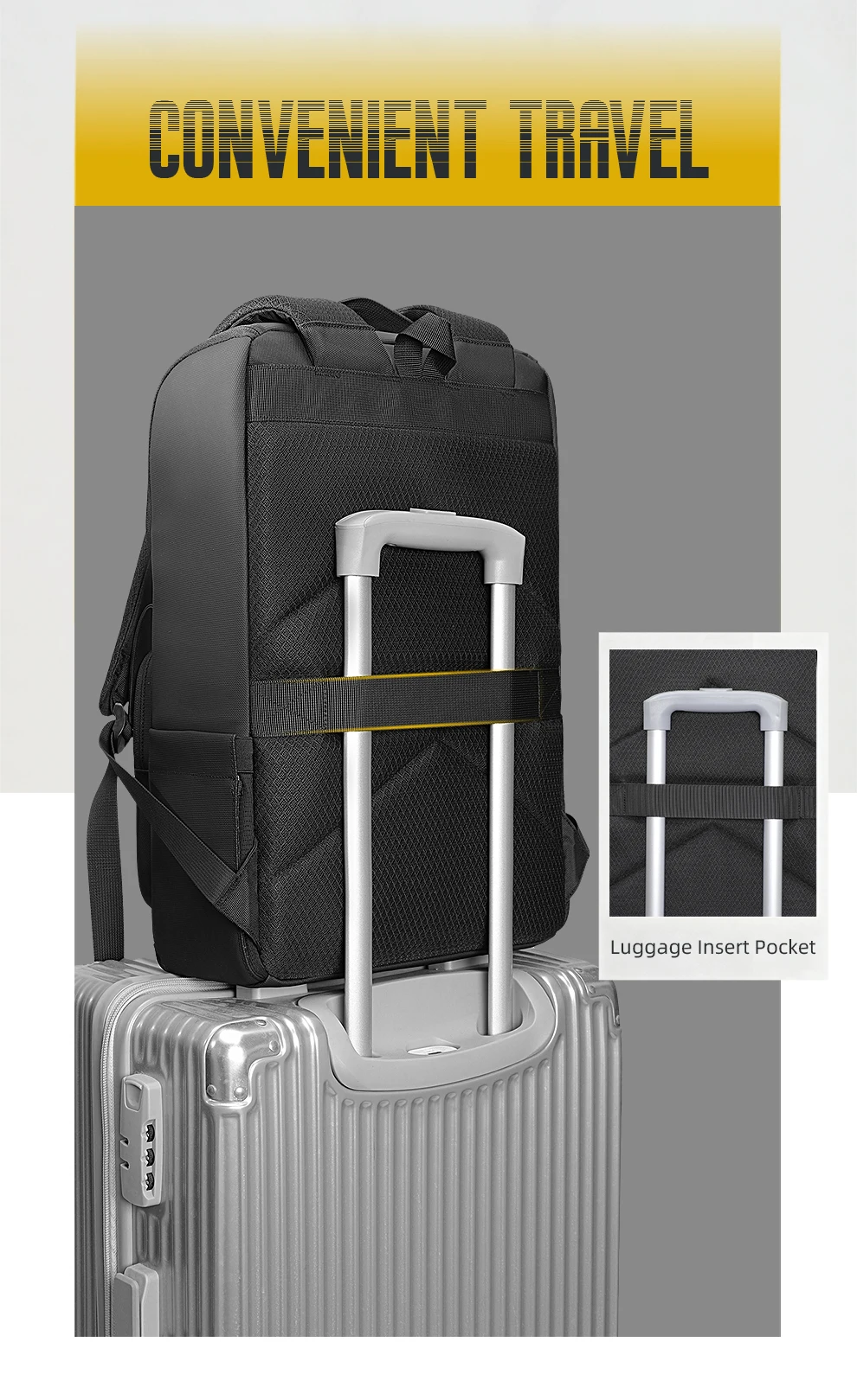 Heroic Knight Freizeit-College-Rucksack, großes Fassungsvermögen, 17,3-Zoll-Laptop-Rucksack, Unisex, wasserdicht, tragbar, Arbeits- und Reiserucksack – Detail 10