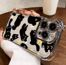 Luxury Black Cat Cartoon Plating Anti - Knock Phone Case for MOTO G77 5G (S26293)