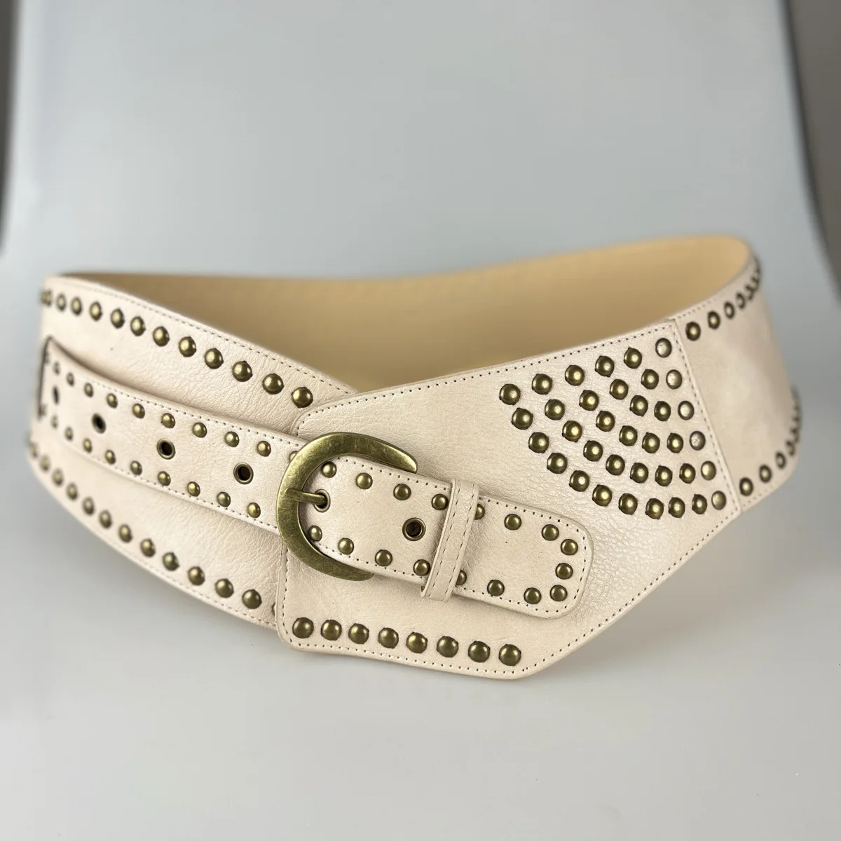 Wide waistband for women with luxury sense fashionable versatile decoration paired with skirt trendy rivet leather belts pu leather belts