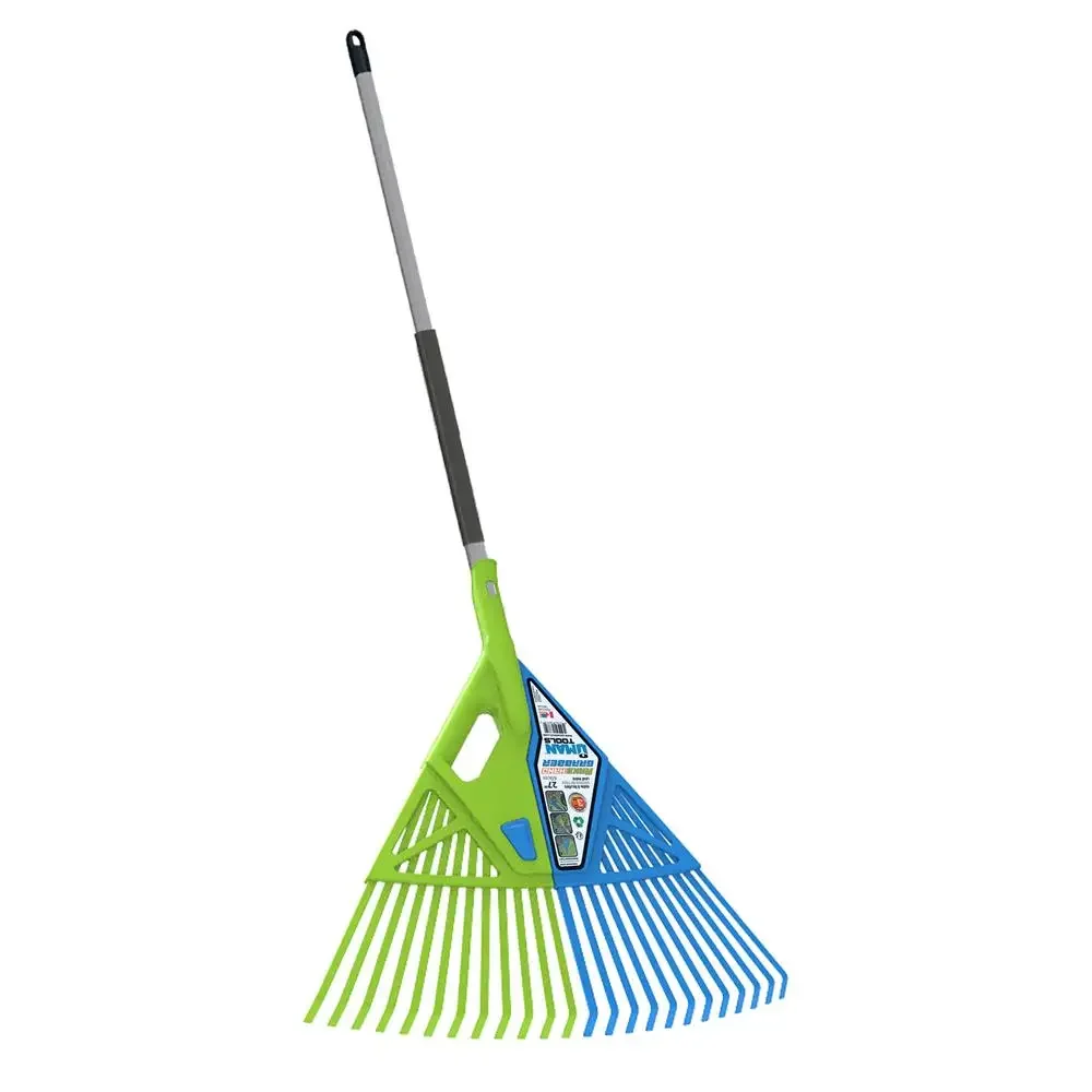 Telescopic Metal 3 in 1 Leaf/Lawn Rake & Grabber Adjustable Handle with Durable Ribbed Fingers Heavy Loads Bagging & Cleaning