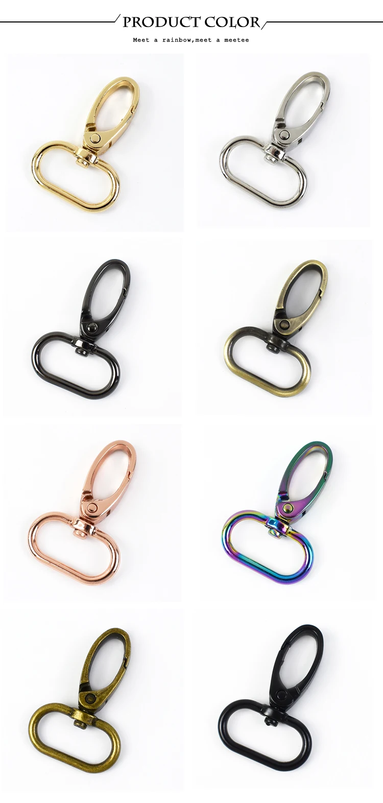 Meetee 10 Stück 16-38mm Taschenriemen-Haken Metall-Drehkarabiner DIY Gurtband-Schnapphaken Karabinerhaken Schlüsselanhänger Zubehör – Detail 8