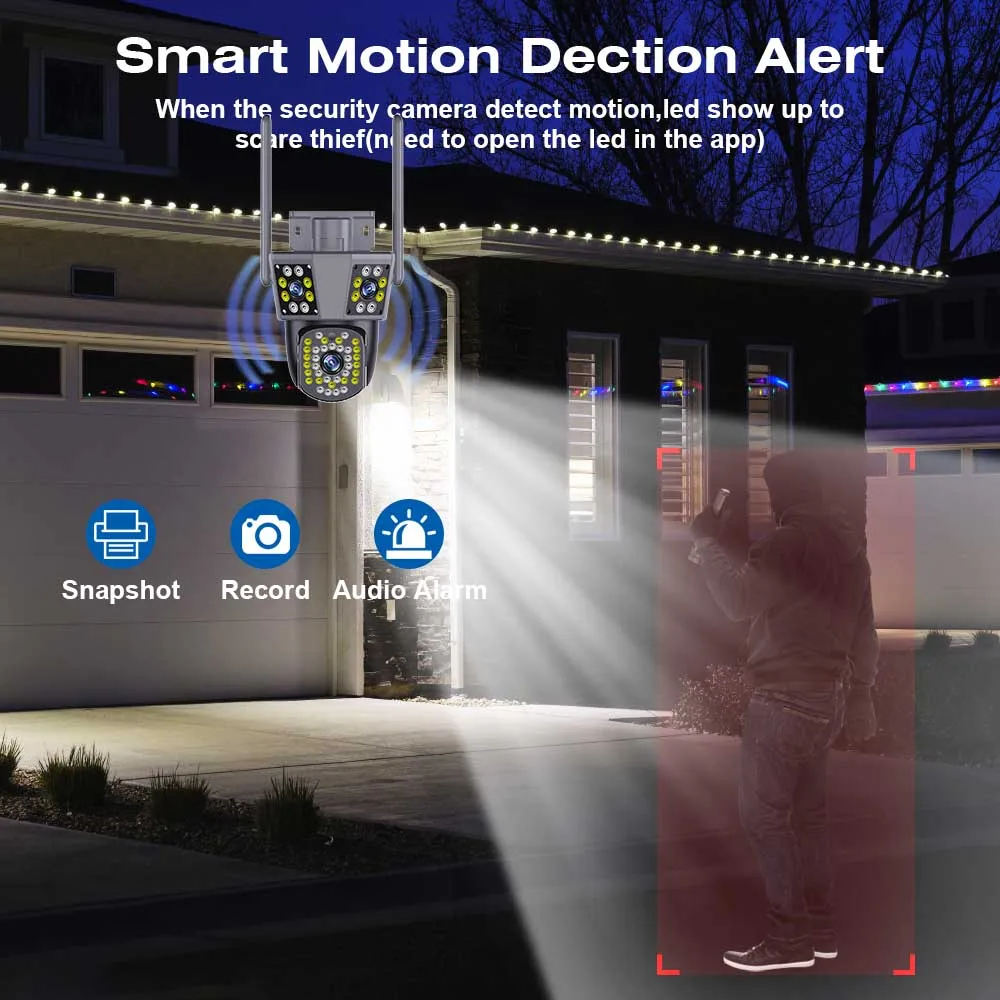 6K 12MP WIFI IP Outdoor Camera Motion Tracking PTZ Video Camera Three Lens Three Screen Waterproof Security System 5