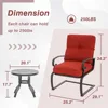Outdoor Bistro Set 3-Piece Spring Metal Lounge Cushioned Chairs and Bistro Table Set Wrought Iron Cafe Furniture Seat, 6