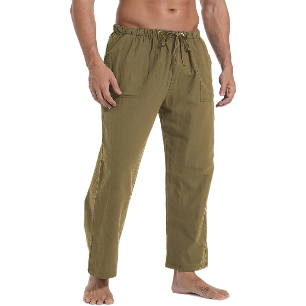 Ropa Verano Hombre Yutdeng Pantalon Lino Hombre Verano Largo - Main Image