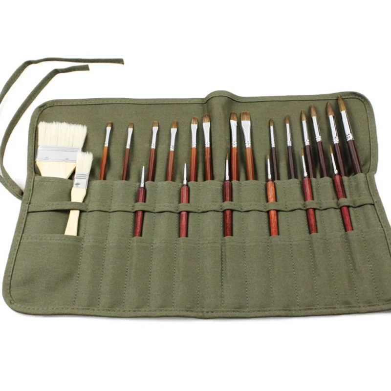 30HolesPaintBrushBagConvenientRollUpCanvasPaintBrushCase
